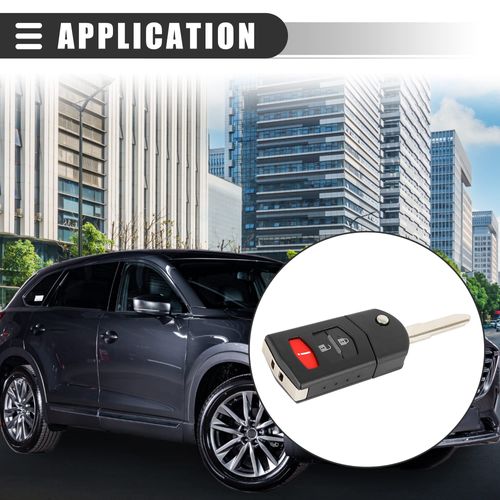 Motoforti Car Key Fob Remote Control Case, Keyless Entry Cover, for Mazda CX-9 2007-2015, 3 Buttons, Plastic, BGBX1T478, Black