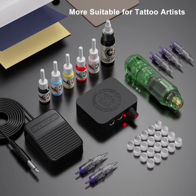 Tattoo Gun Kit, Wormhole Tattoo Machine Kit Tattoo Pen Kit Complete Tattoo  Kit Rotary Tattoo Machine Kit 10 Cartridge Needles 8 Tattoo Ink 40 Tattoo