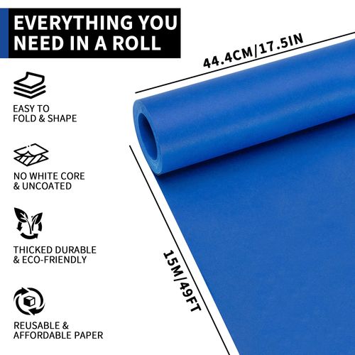 Kraft Arts Paper Roll - 17.5 inches by 49.2 Feet (15m) Paper for DIY Crafts Drawing Gift Wrapping Wall Art (Navy Blue) PAP01NB