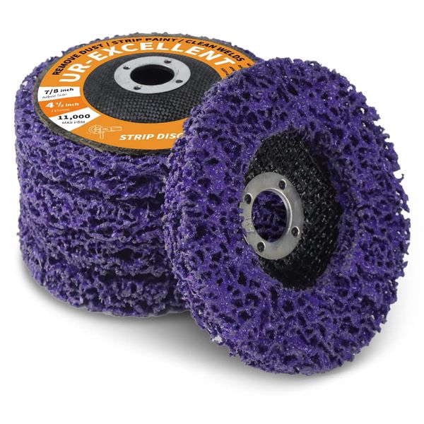 Ur-Excellent 4-1/2" x7/8'' Stripping Discs Rust Remover Wheel Remove Paint and Oxidation Poly Strip Wheel Disc Abrasive Angle Grinding Wheel - 5 Pack(Purple)