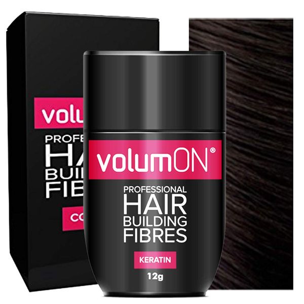 Volumon Professional Hair Building Fibres- Hair Loss Concealer- KERATIN- 12g- Get Upto 30 Uses- CHOOSE FROM 8 COLOUR SHADES (Dark Brown)