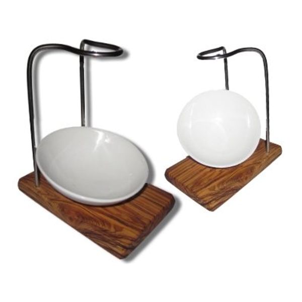 eleganter Rasierständer DESIGN PLUS Olivenholz