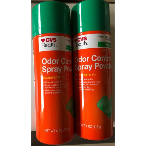 2X CVS Health Odor Control Antifungal Spray Powder Tolnaftate1% Itch Relief