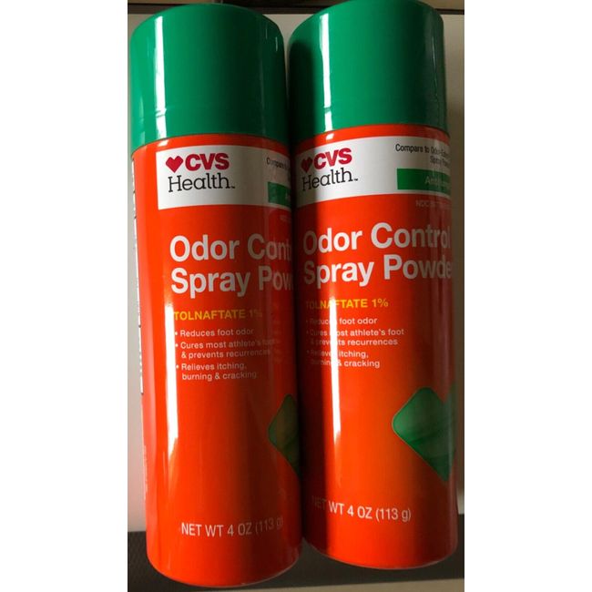 2X CVS Health Odor Control Antifungal Spray Powder Tolnaftate1% Itch Relief