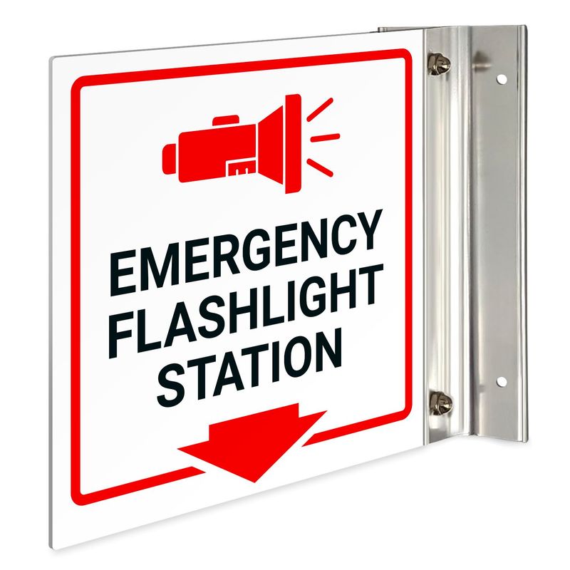 Emergency Flashlight Station Projecting Sign, Double Sided, 6x6 Inches ...