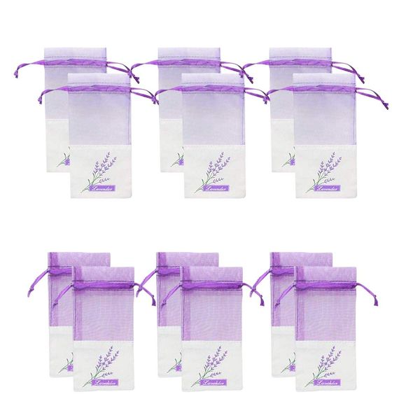 Sachet Empty Bags Linen Fabric Bags Organza Gauze Bags for Lavender, Spice and Herbs (12pcs Purple Drawstring Bag)