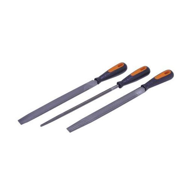 3 Piece 250mm File Set - Flat, Half-Round, Round - Second Cut