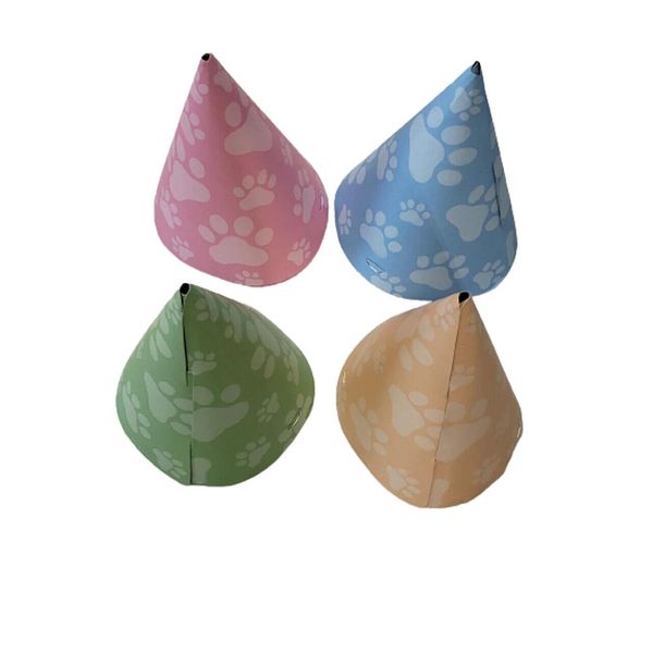 Pet Party Paw Print Assorted Color Party Hats (8ct)