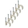 White Round Cable Clips with Fixing Nail K-Type 50pcs (25mm)