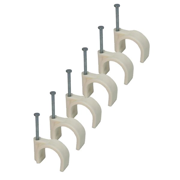 White Round Cable Clips with Fixing Nail K-Type 50pcs (25mm)
