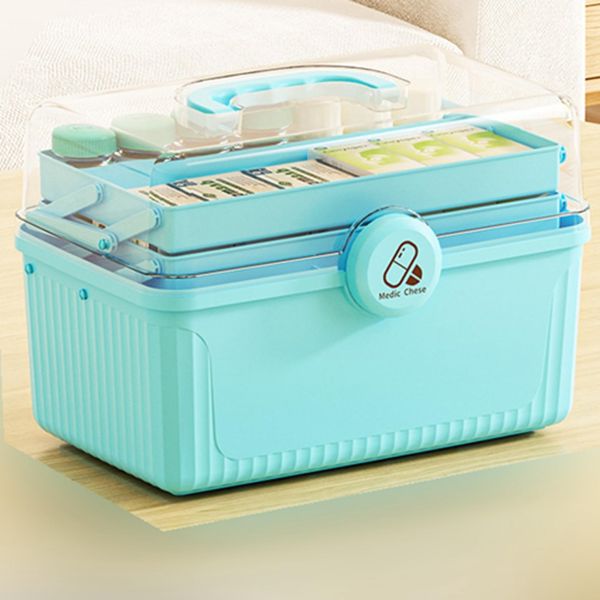 First Aid Kit, Transparent Lid Design, 3 Layers, Foldable, Includes Handle, Week, First Aid Box, Medicine Box, Medicine Case, Medicine Case, Disaster Use, Sewing Box, Storage Box, Small Items, Multi-functional, Airtight, Moisture-proof, For Home, Children