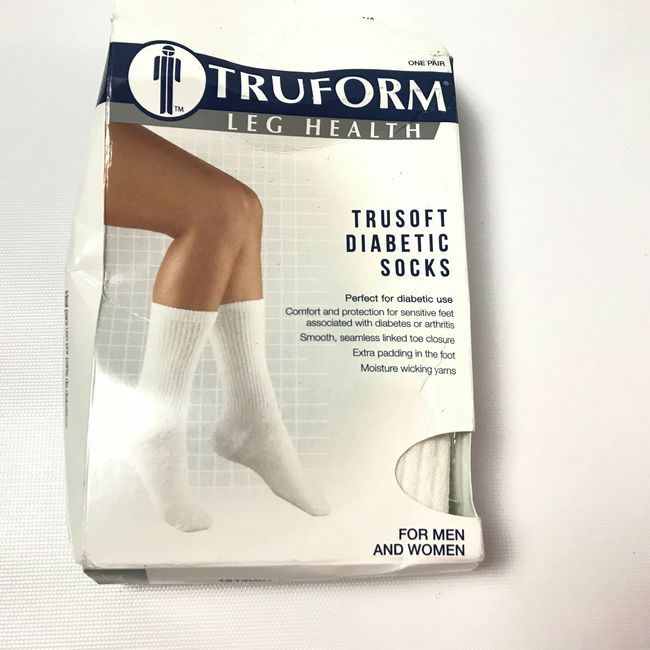 Truform Leg Health E31 Unisex Trusoft Diabetic Socks White Crew Length Sz XL NWT