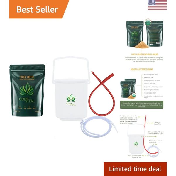 Easy to Use Enema Kit with 1 LB Organic Coffee - BPA Free Bucket - Colon Cleanse