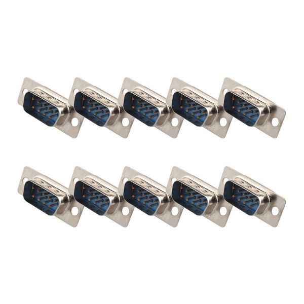 Futheda 10Pcs Computer DB9 Male Connector Adapter Solder Type 9 Pin D-SUB Connectors