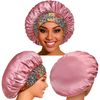 4 Pack Satin Bonnet Silk Bonnet for Sleeping, Bonnets for Black Women Hair Bonnet for Sleeping Silk Sleep Cap, Wide Soft Band Bonnet for Curly Hair