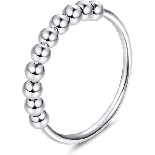 Milacolato 925 Sterling Silber Angst Spinning Ringe mit Perlen Band Ring für Dünne Stapelbare Ringe für Damen