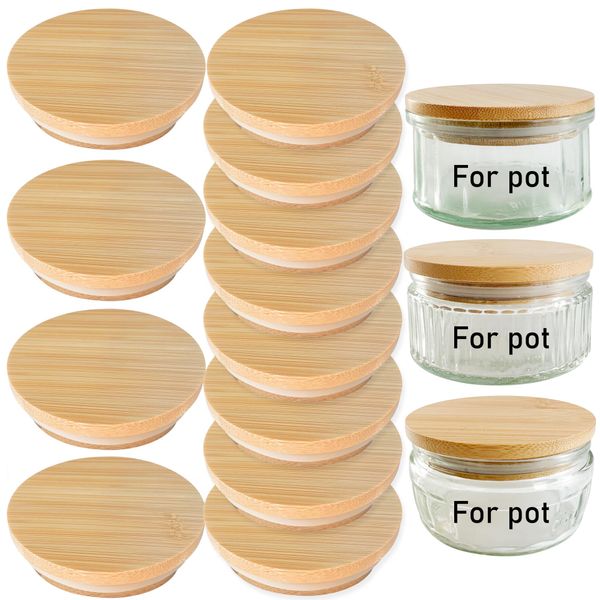 Bamboo Lids for Gü Pots 12Pack Wooden Lid Compatible with Gu Puds Cheesecake Jars reusable lids for gu pot lids for gu pots for gu jar