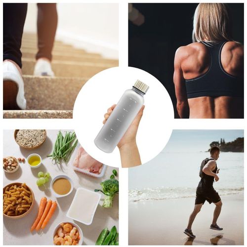 Graduated Frost Bottle 570ml (Clear) | Frost Bottle Plastic Bottle Mug Bottle Water Bottle Portable Running Bicycle Sports Outdoor Training Shaker Shaker Bottle Protein
