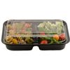 3 Compartment Black Disposable Container with Lids (9.13 x 6.38 x 1.38) 135pcs