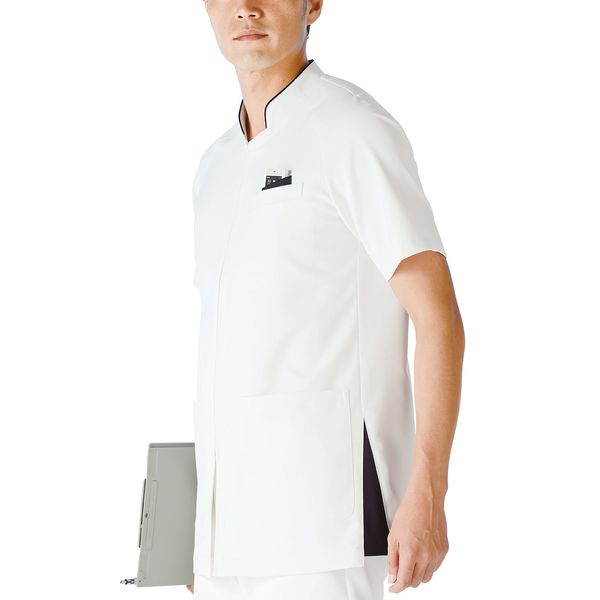 Medical Uniform White Coat Men's Jacket Short Sleeve KAZEN White X Navy Size: 5L 053-28