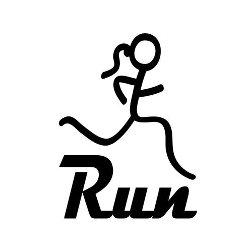 D1093 Run Girl Marathon 13.1 26.2 Running Vinyl Decal Sticker for Car Truck SUV Van Wall Mirror Exercise Fitness (Black)
