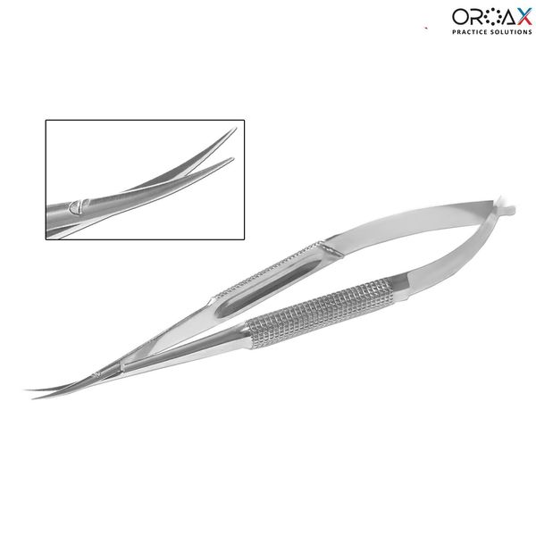 Tijeras de precisión con microresorte, curvas, para recortar cutículas y cejas