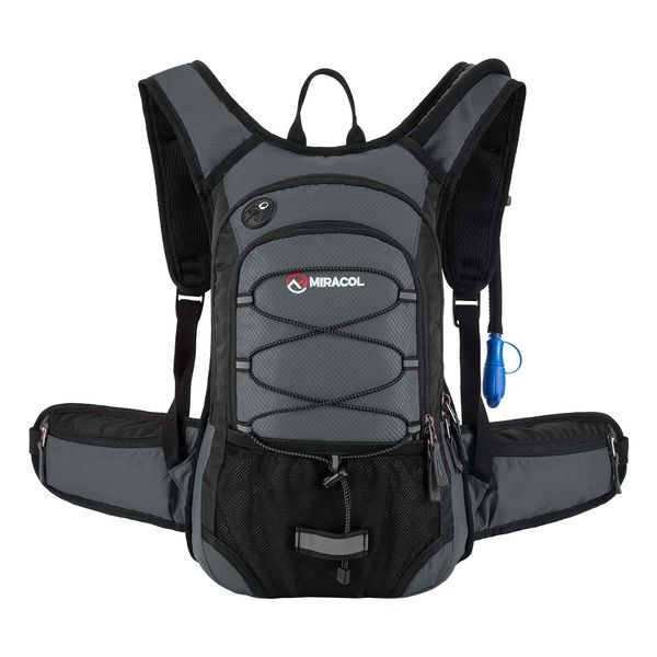 Hydration Pack Hiking Water Backpack - Miracol Insulated Water Bag with 2L Bladder Charcoal Grey