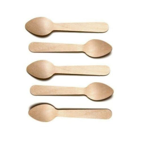 50 Pcs Disposable Wooden Cutlery Tea Spoons| 100% Biodegradable Compostable Eco-Friendly Plastic Free Natural Birch Wood| Ideal for Wedding Picnic Party Outdoor Office BBQ