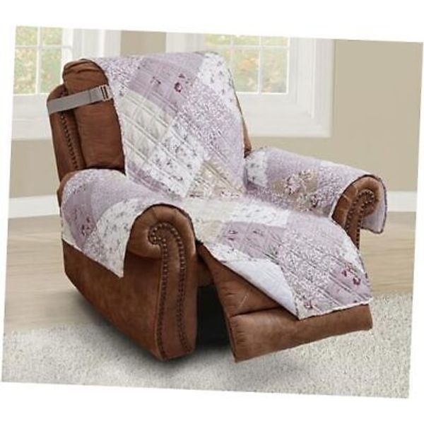 and Beige Rose Patchwork Quilted Large Recliner 28" Large Recliner Lilac