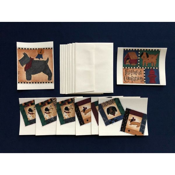 OFFICE - LOT OF 08 - HAND DECORATED PETS BLANK NOTE CARDS w/ WAUSAU ENVELOPES