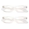 2 Pairs Casual Fashion Rectangular Reading Glasses - Stylish Simple Readers Magnification (Clear, 1.50)