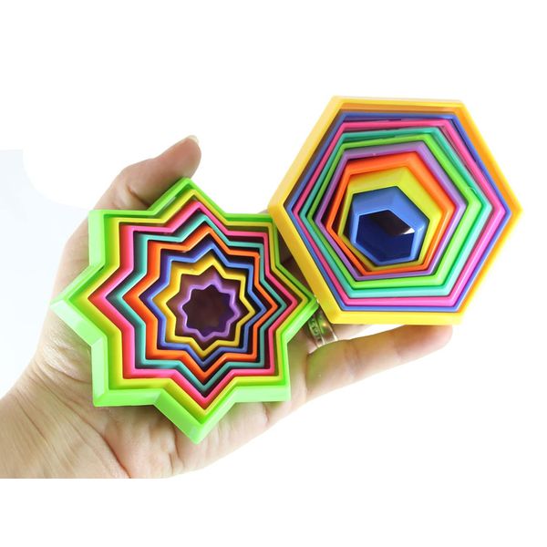 2 Magic Maze Telescoping Fidget Toy - Auditory Fun Shifting Tunnel Puzzle 3D Fidget - Nesting Nested Telescopic (2 Random Shapes)