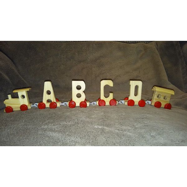 *4* LETTER NAME wooden alphabet train gift child engine