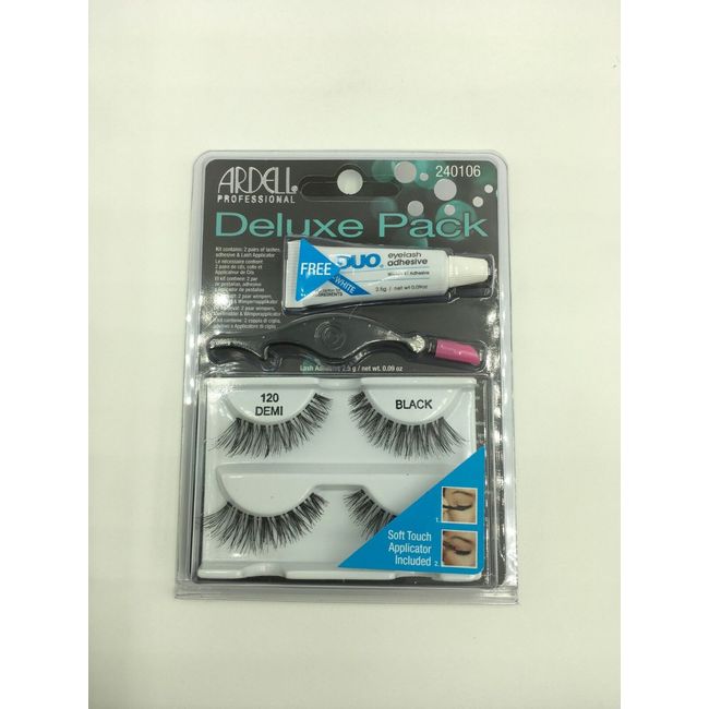 ARDELL Deluxe 120 demi Pack False Eye Lashes with Applicator & Clear Duo Glue