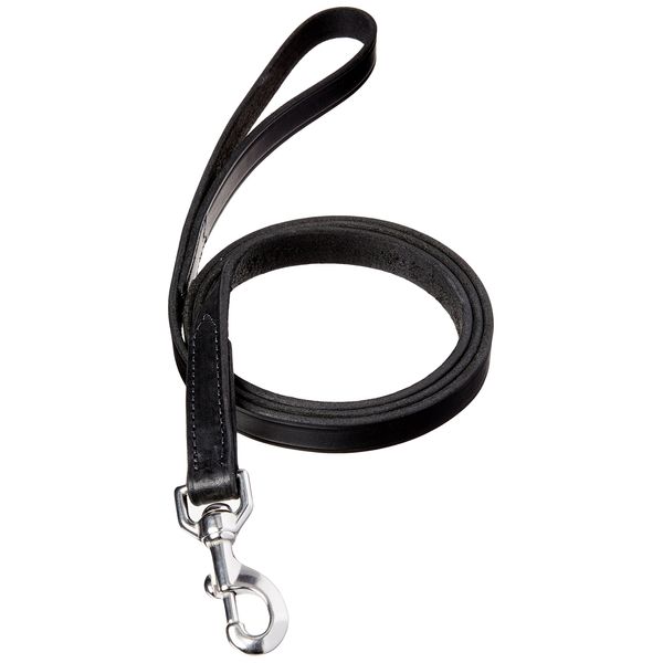 Perri's Plain Leather Dog Leash, Black, 3/4-Inch x 5-Feet