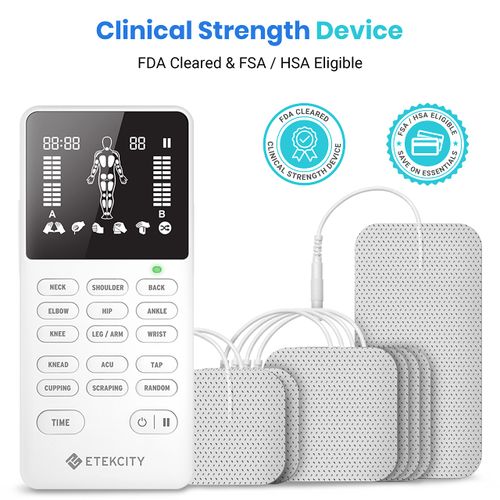 Etekcity FSA HSA Store Eligible 4-Output TENS Unit, Muscle Stimulator Machine for Pain Relief Physical Therapy, Back, Nerve, Sciatica, Neck, Shoulder,Period Cramp Relaxer,Rechargeable Electric Device