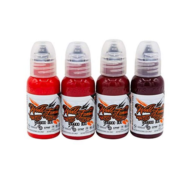 World Famous Red Set Tattoo Ink, Vegan and Professional Ink, Made in USA, NBK Fire Red Set , 1oz