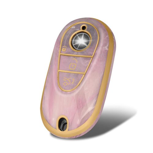 WORCAS for Mercedes Benz Key fob Cover case,Soft TPU Key Fob Cover Case Compatible with Mercedes(New) Benz S-Class G-Class E-Class(Peach Pattern)