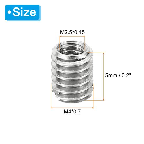 PATIKIL 10pcs Thread Adapter Sleeble-Reducing Nuts M4*0.7 Female to M2.5*0.45 Female Repair Insert Nut Screw Reducer Conversion Stainless Steel Fasteners 5mm