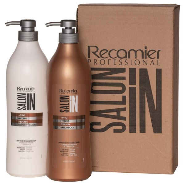 Recamier Saloon In Hydra Repair Shampoo & Conditioner Set Dry And Damaged Hair | SalonIn Cabello Secos Y Dañados Hidrata Nutre Y Repara Instantáneamente Kit 33.8Oz-1000ml