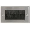 Steel Cable Entry/Exit Brush Faceplate for Wall Outlet UK Double Gang