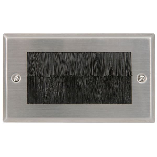 Steel Cable Entry/Exit Brush Faceplate for Wall Outlet UK Double Gang