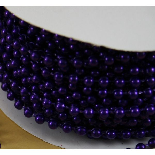 4mm Faux Pearl Plastic Beads on a String Craft Roll Purple