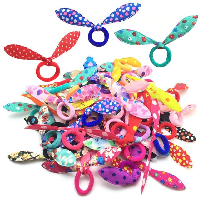 ILamourCar 100 Stück Haargummi Scrunchie Damen Haargummis Samt Scrunchies Haar Gummibänder Haarbänder Elastischer Bunten Kaninchen Hase Zopfgummi für Mädchen Frauen Kinder Gastgeschenk Party Favors