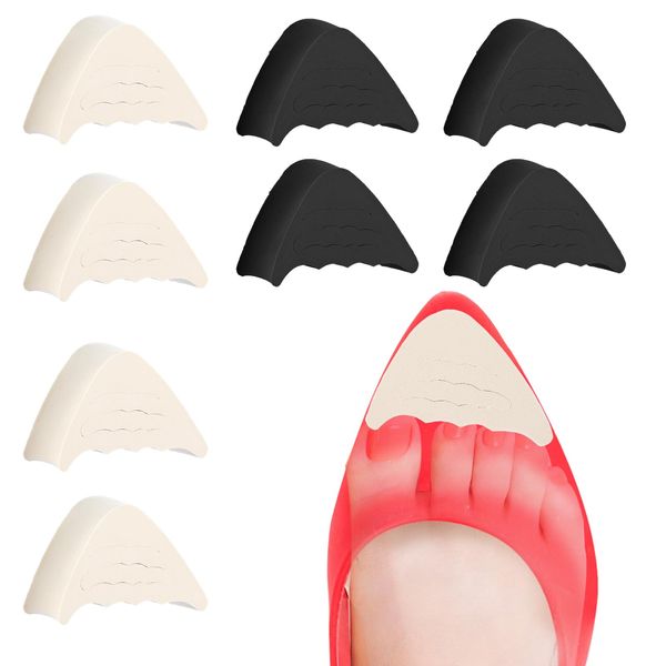 Toe Inserts for Shoes Too Big, 4 Pairs Adjustable Shoe Filler Inserts Half-Size Cushion Insoles Make Shoes Fit One Size for Women and Men Casual Sports High Heels Boots (Black & Khaki)