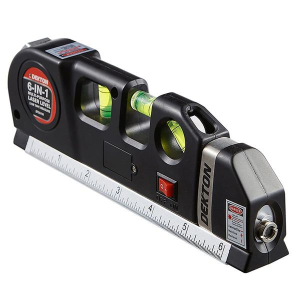 Dekton 6 in 1 Laser Level Bubble Spirit Level Tape Measure Metric Imperial Tape Ruler