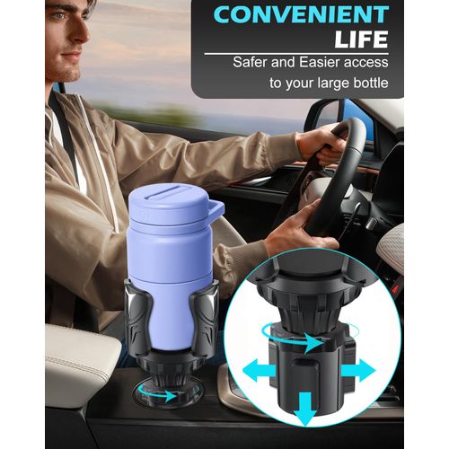 Cup Holder Expander for Car with Adjustable Adapter, Easkkty All Purpose Car Cupholder Extender Organizer with Expandable Base Universal Fit Cup Holder for Most 32 oz Large Drink Bottle&Mugs