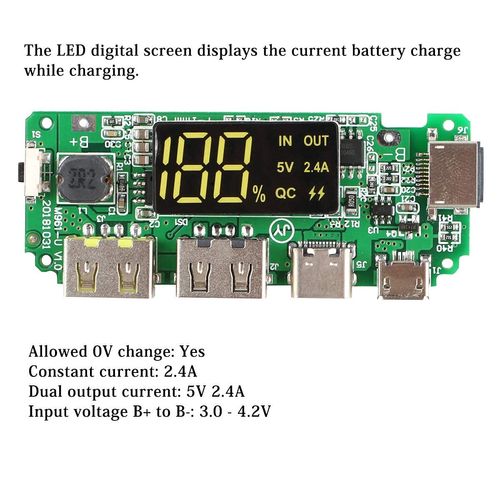 MakerHawk 4 x 18650 Powerbank Board Dual USB 5V 2.4A Mobile Module 18650 Lithium Battery Charger Board with Overcharge Short Circuit Protection DIY USB Board