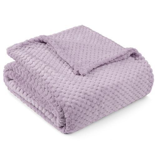PAVILIA Lavender Purple Throw Blanket for Couch, Twin Bed, Soft Fleece Throws for Sofa Chair, Fuzzy Waffle Textured Blanket, Cozy Warm Lightweight All Season Blanket Throw, 60x80