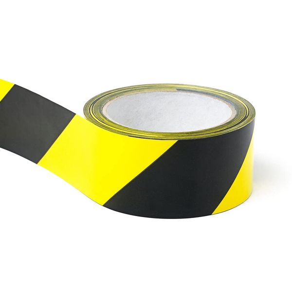 ALBOYI Hazard Tape Black and Yellow 2 Roll, 48mm×20m Safety Warning Tapes Self Adhesive, Caution Tape for Floor Marking Barrier Tape